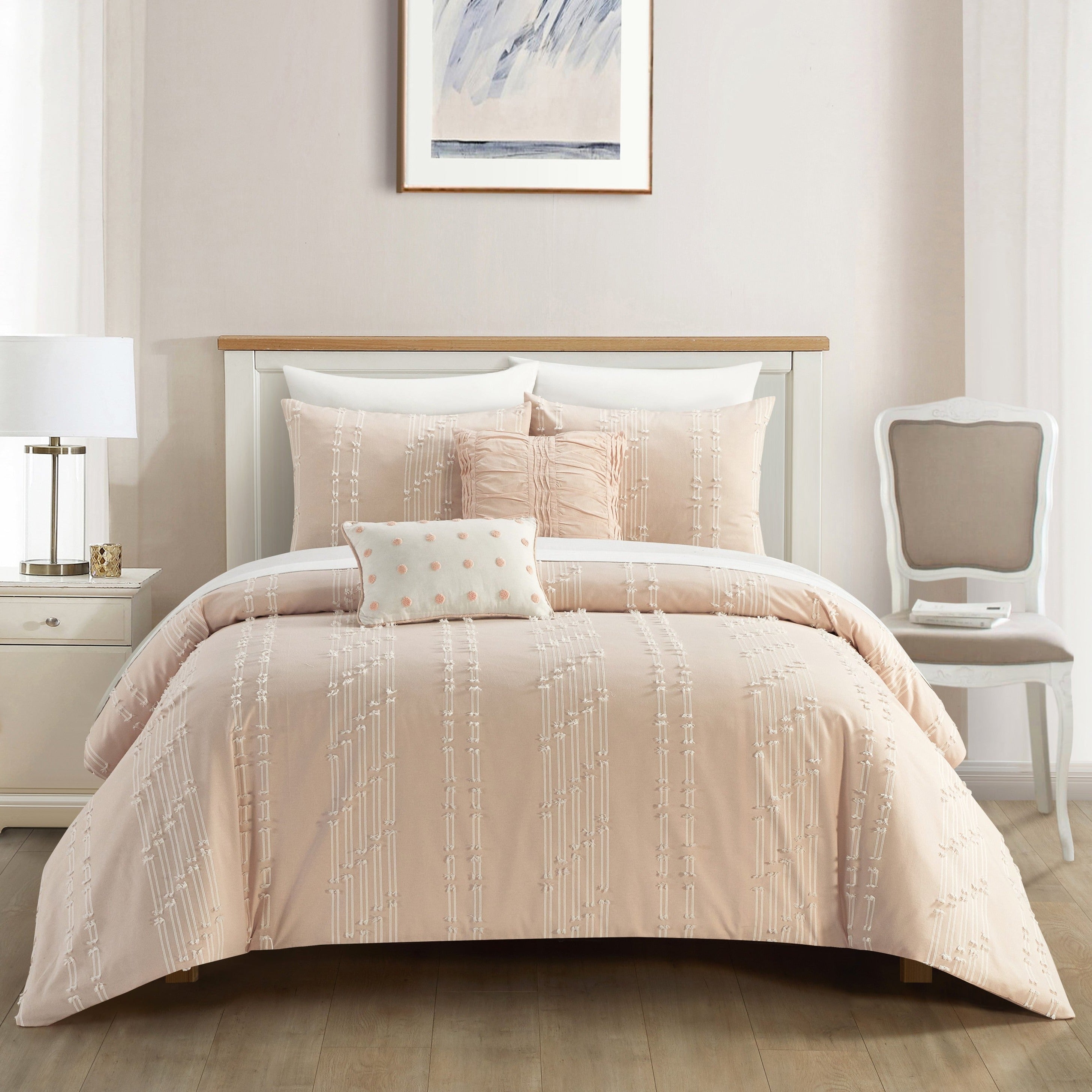 NY&C Home Desiree 5 Piece Cotton Jacquard Comforter Blush