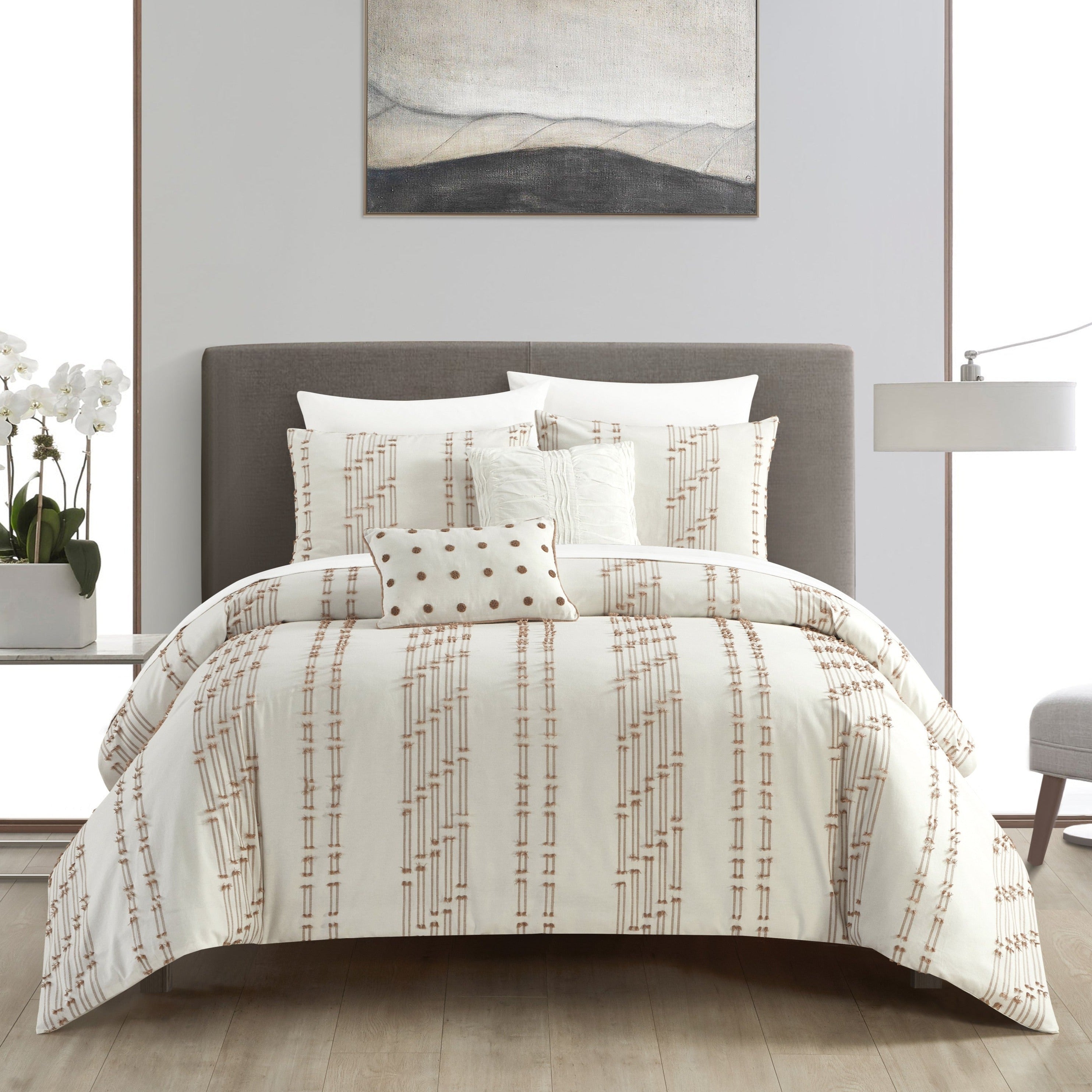 NY&C Home Desiree 9 Piece Cotton Jacquard Comforter Beige