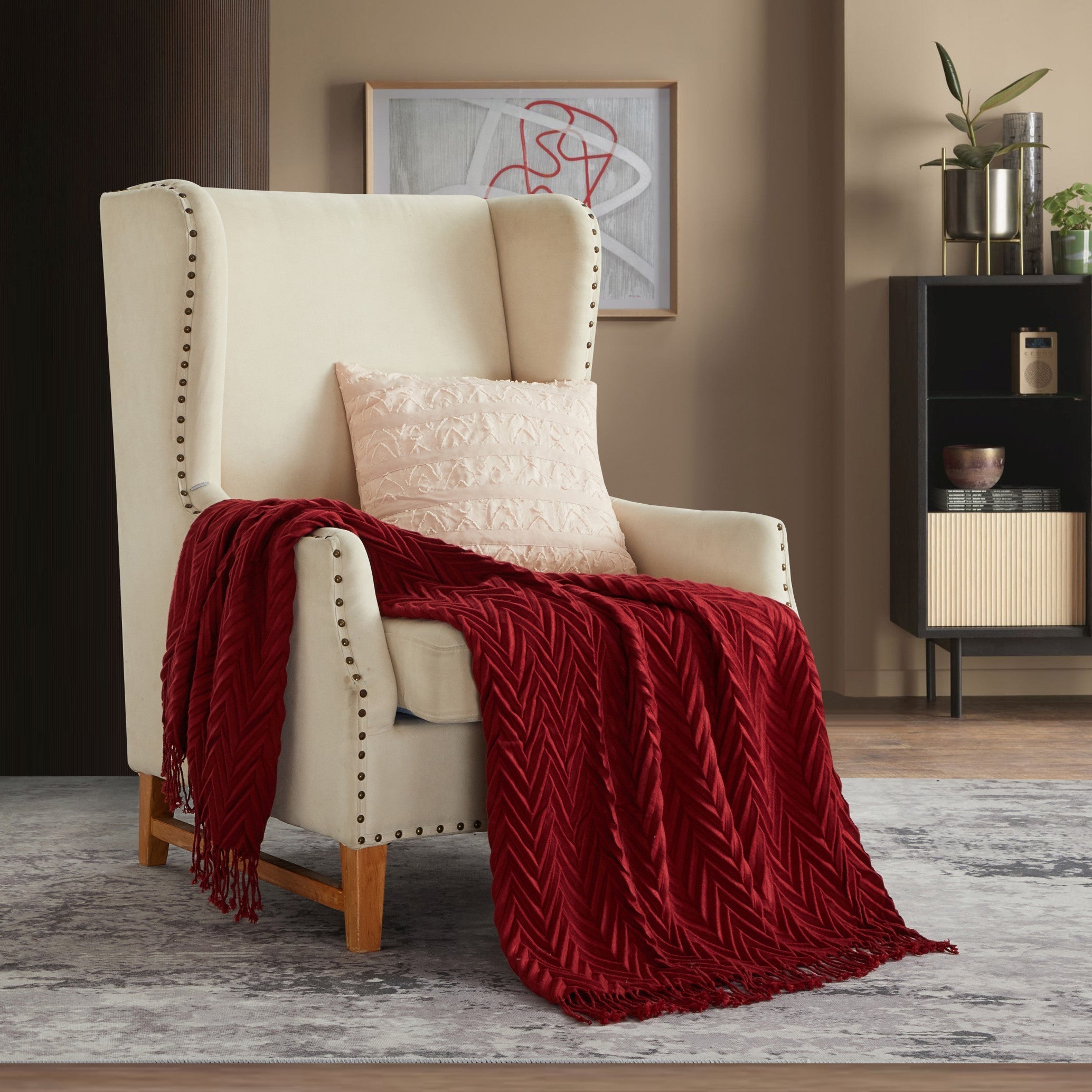 NY&C Home Foremost Ruched Throw Blanket Wine
