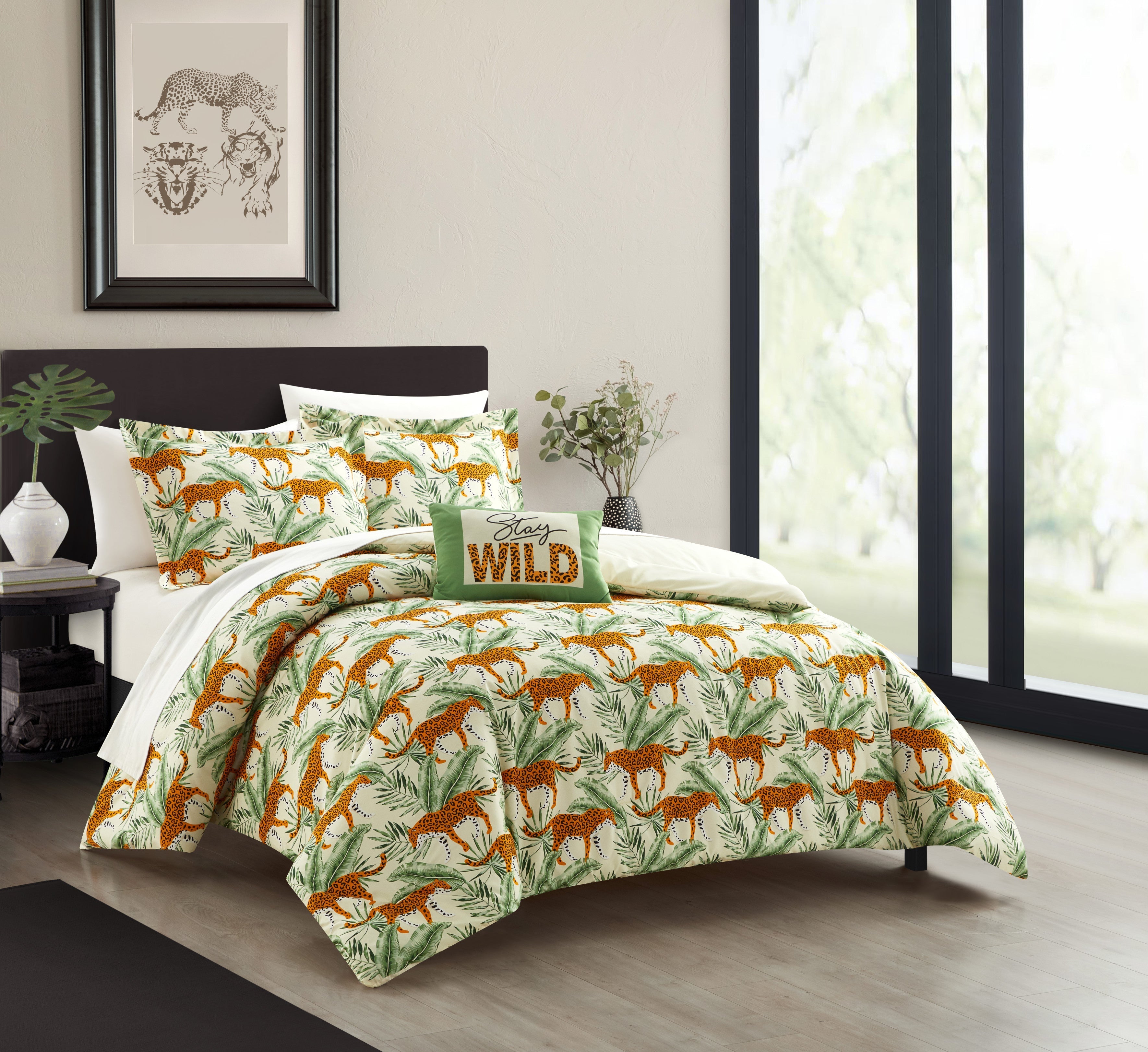 NY&C Home Safari 4 Piece Jungle Print Comforter Set 