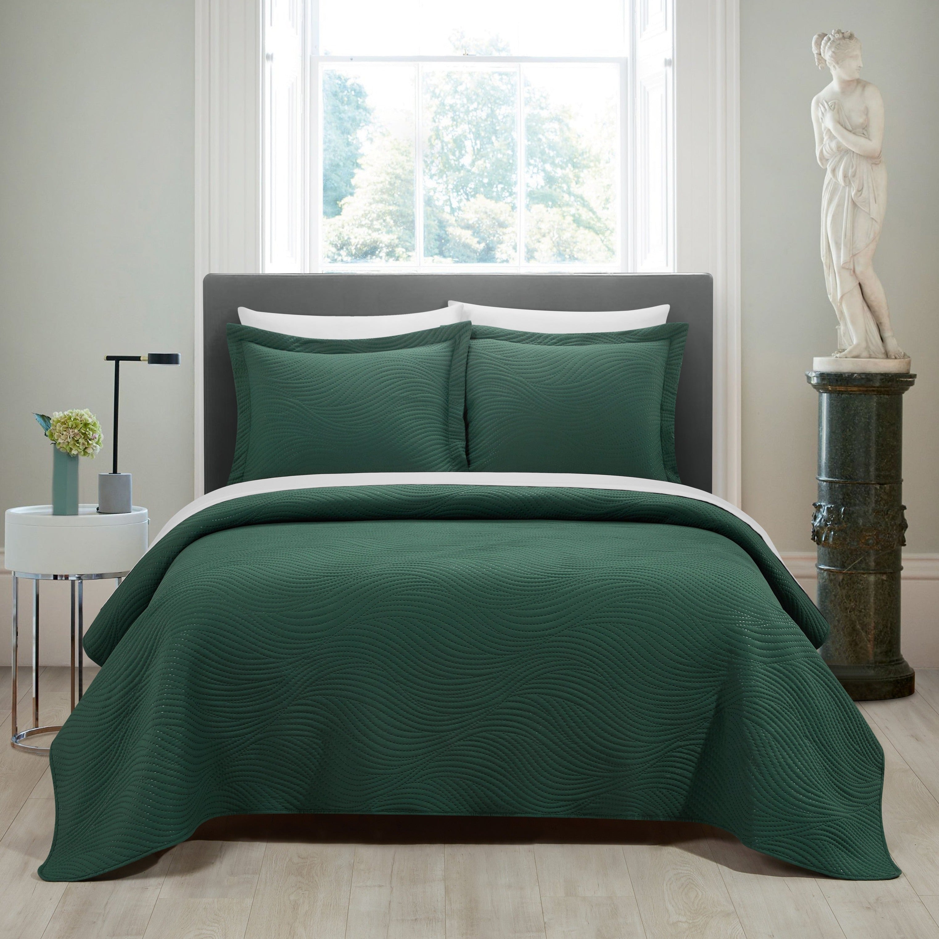 NY&C Home Teague 3 Piece Wave Pattern Quilt Set Green
